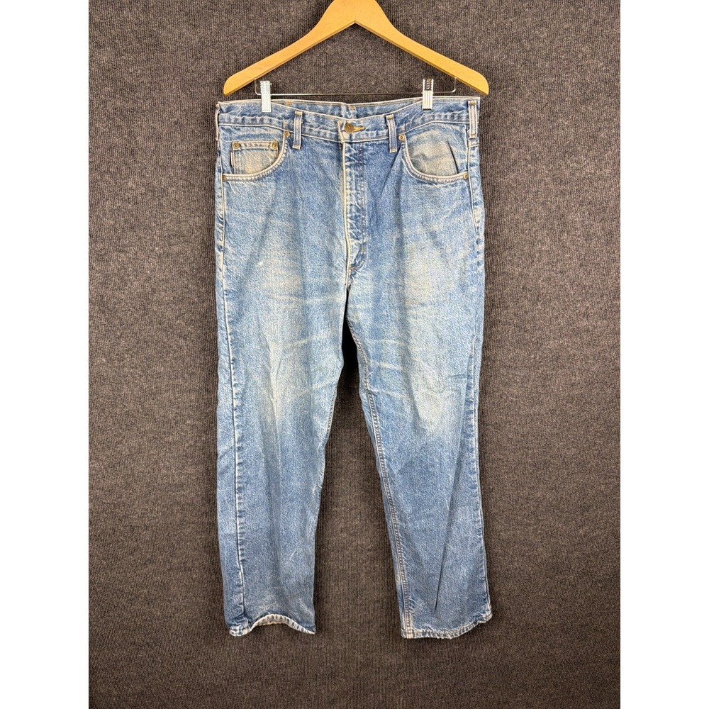 Carhartt B21 DST Flannel Lined Denim Jeans 36x32 Blue Light Wash Straight Leg Wo